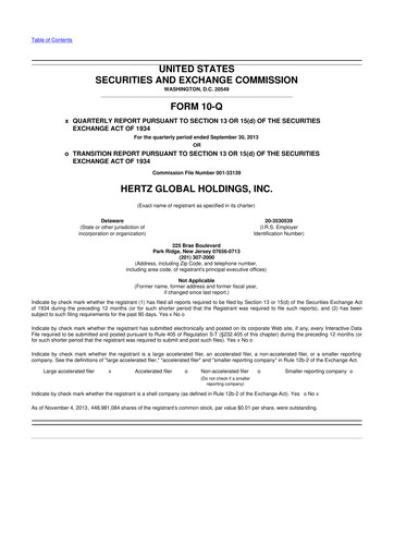 Miniature Herc Holdings
 10-Q Rapport trimestriel 2013 
