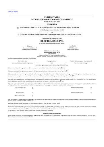 Thumbnail Herc Holdings
 10-K Annual Report 2019