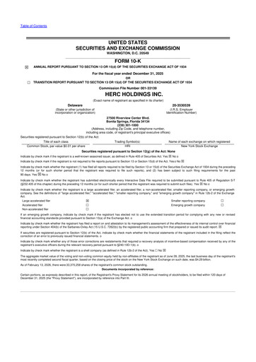 Miniature Herc Holdings
 10-K Rapport annuel 2025