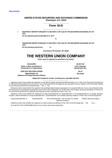 Thumbnail Western Union 10-Q Quarterly Report FY2014 