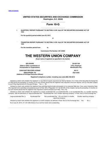 Thumbnail Western Union 10-Q Quarterly Report FY2015 