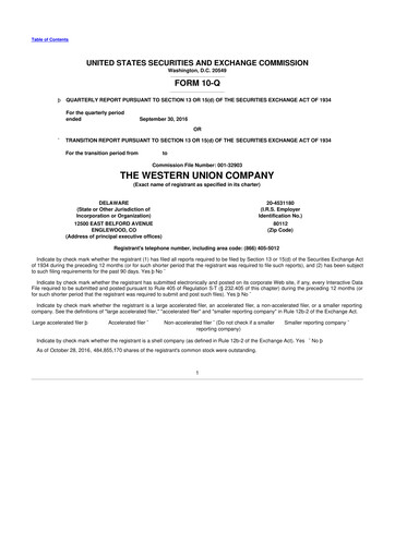 Thumbnail Western Union 10-Q Quarterly Report FY2016 