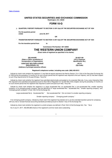 Thumbnail Western Union 10-Q Quarterly Report FY2017 