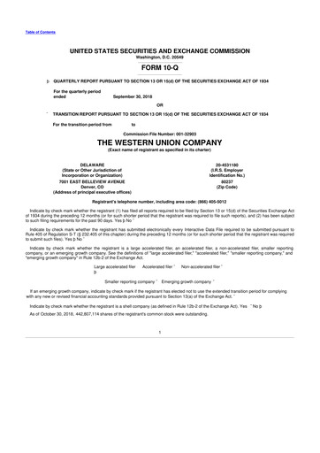 Thumbnail Western Union 10-Q Quarterly Report FY2018 