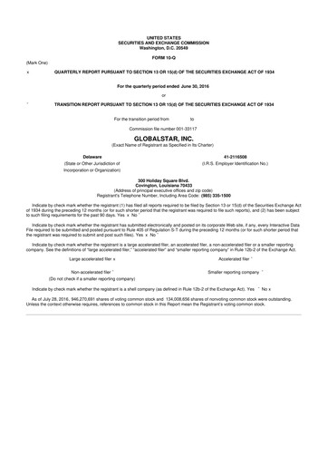 Thumbnail Globalstar
 10-Q Quarterly Report FY2016 