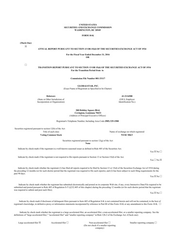 Thumbnail Globalstar
 10-K Annual Report 2016