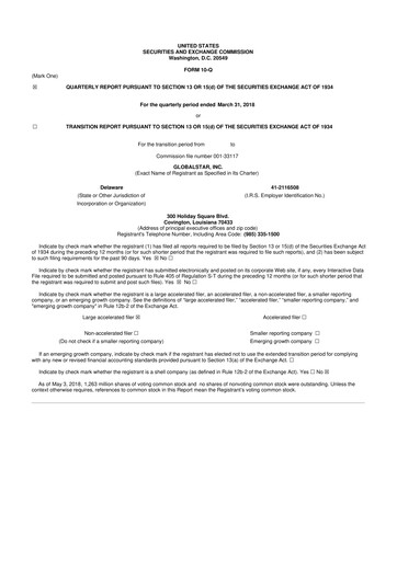 Thumbnail Globalstar
 10-Q Quarterly Report FY2018 