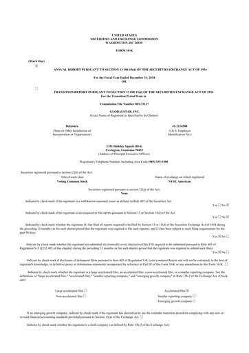 Thumbnail Globalstar
 10-K Annual Report 2018