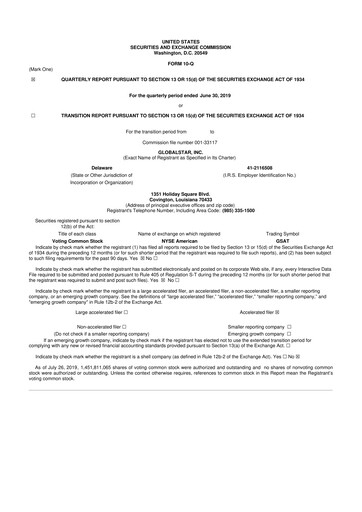 Thumbnail Globalstar
 10-Q Quarterly Report FY2019 