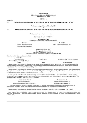 Thumbnail Globalstar
 10-Q Quarterly Report FY2020 