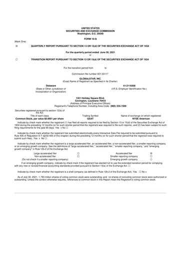 Thumbnail Globalstar
 10-Q Quarterly Report FY2021 