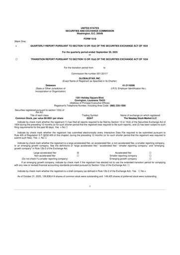 Thumbnail Globalstar
 10-Q Quarterly Report FY2025 