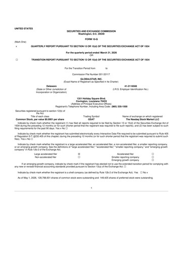 Vorschaubild Globalstar
 10-Q Quartalsbericht 2026 