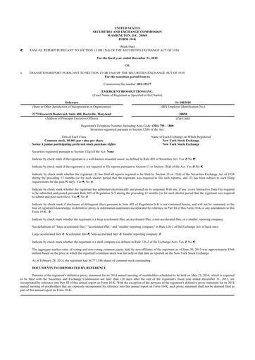 Thumbnail Emergent BioSolutions
 10-K Annual Report 2013