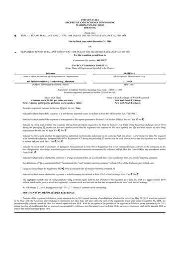 Thumbnail Emergent BioSolutions
 10-K Annual Report 