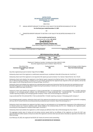 Thumbnail Emergent BioSolutions
 10-K Annual Report 2021