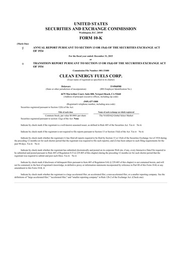 Thumbnail Clean Energy Fuels 10-K Annual Report 2015