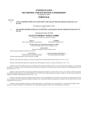 Thumbnail Clean Energy Fuels 10-K Annual Report 2016