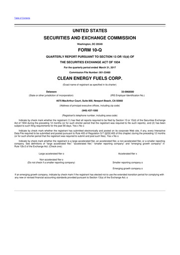 Miniature Clean Energy Fuels 10-Q Rapport trimestriel 2017 