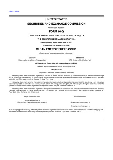 Miniature Clean Energy Fuels 10-Q Rapport trimestriel 2017 