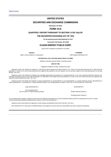 Miniature Clean Energy Fuels 10-Q Rapport trimestriel 2017 
