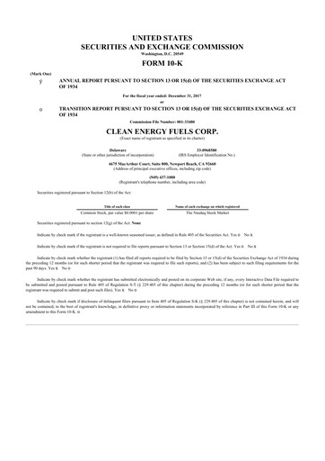 Thumbnail Clean Energy Fuels 10-K Annual Report 2017