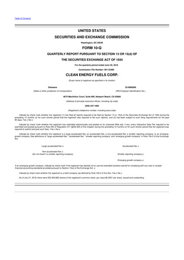 Miniature Clean Energy Fuels 10-Q Rapport trimestriel 2018 