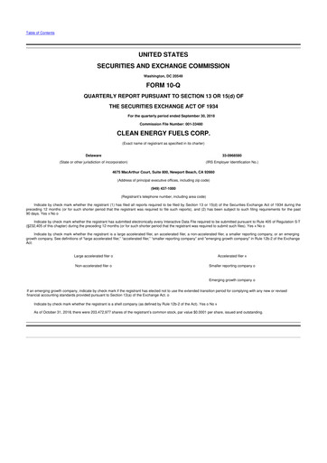 Miniature Clean Energy Fuels 10-Q Rapport trimestriel 2018 