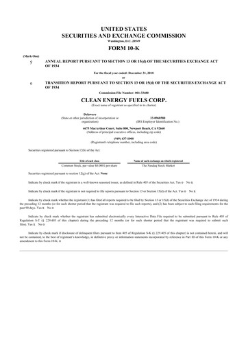 Thumbnail Clean Energy Fuels 10-K Annual Report 2018