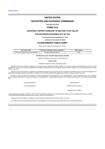 Miniature Clean Energy Fuels 10-Q Rapport trimestriel 2019 