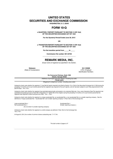 Thumbnail Remark Holdings 10-Q Quarterly Report FY2012 