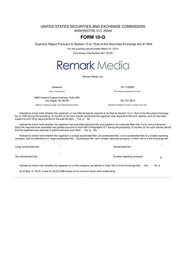 Thumbnail Remark Holdings 10-Q Quarterly Report FY2016 