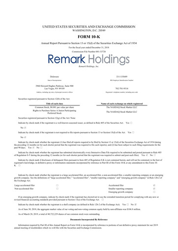 Thumbnail Remark Holdings 10-K Annual Report 2018
