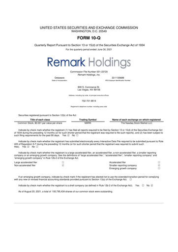 Thumbnail Remark Holdings 10-Q Quarterly Report FY2021 