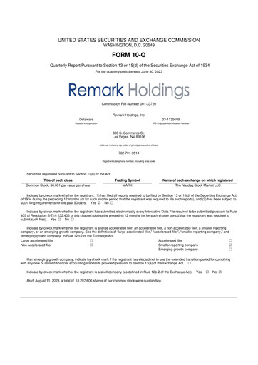 Thumbnail Remark Holdings 10-Q Quarterly Report FY2023 