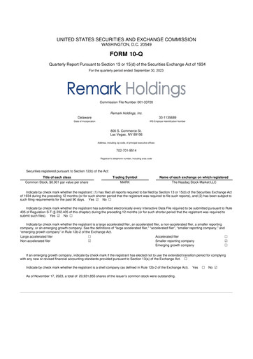 Thumbnail Remark Holdings 10-Q Quarterly Report FY2023 
