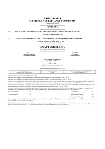 Thumbnail AnaptysBio 10-K Annual Report 2022