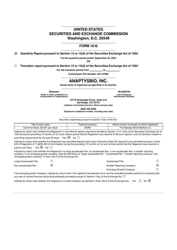 Vorschaubild AnaptysBio 10-Q Quartalsbericht 2024 