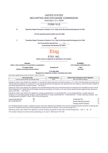 Thumbnail Etsy 10-Q Quarterly Report FY2026 