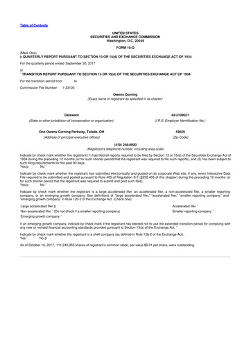 Thumbnail Owens Corning
 10-Q Quarterly Report FY2017 