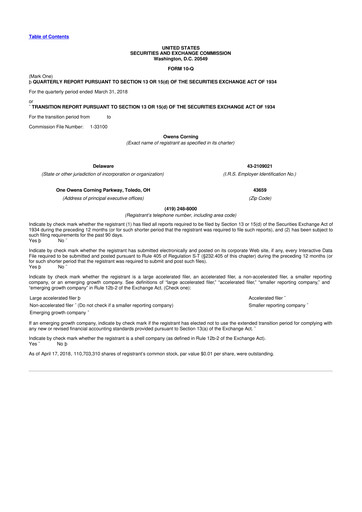 Thumbnail Owens Corning
 10-Q Quarterly Report FY2018 