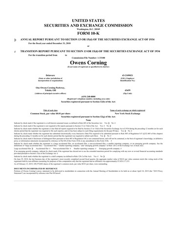 Thumbnail Owens Corning
 10-K Annual Report 2018