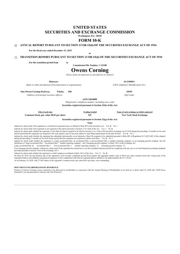 Thumbnail Owens Corning
 10-K Annual Report 2019