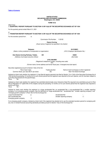 Thumbnail Owens Corning
 10-Q Quarterly Report FY 