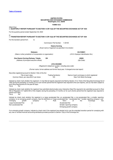 Thumbnail Owens Corning
 10-Q Quarterly Report FY2022 