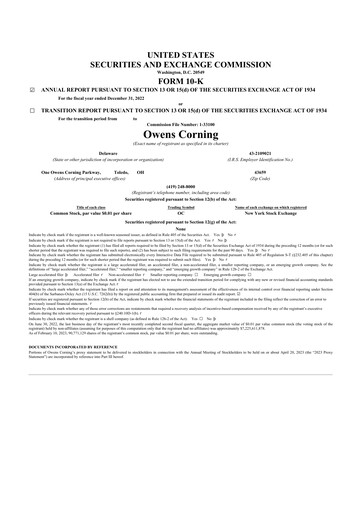 Thumbnail Owens Corning
 10-K Annual Report 2022