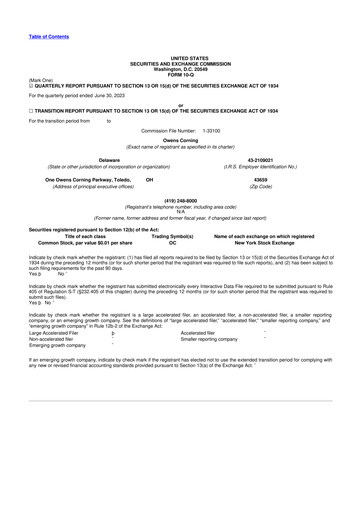 Thumbnail Owens Corning
 10-Q Quarterly Report FY2023 