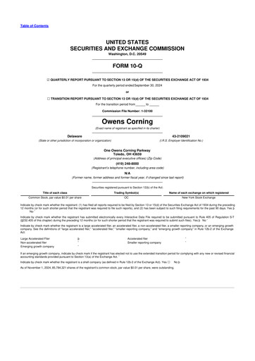 Thumbnail Owens Corning
 10-Q Quarterly Report FY2024 