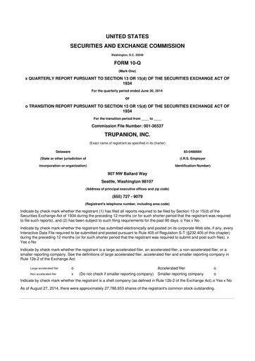 Thumbnail Trupanion
 10-Q Quarterly Report FY2014 