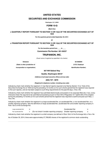 Thumbnail Trupanion
 10-Q Quarterly Report FY2014 